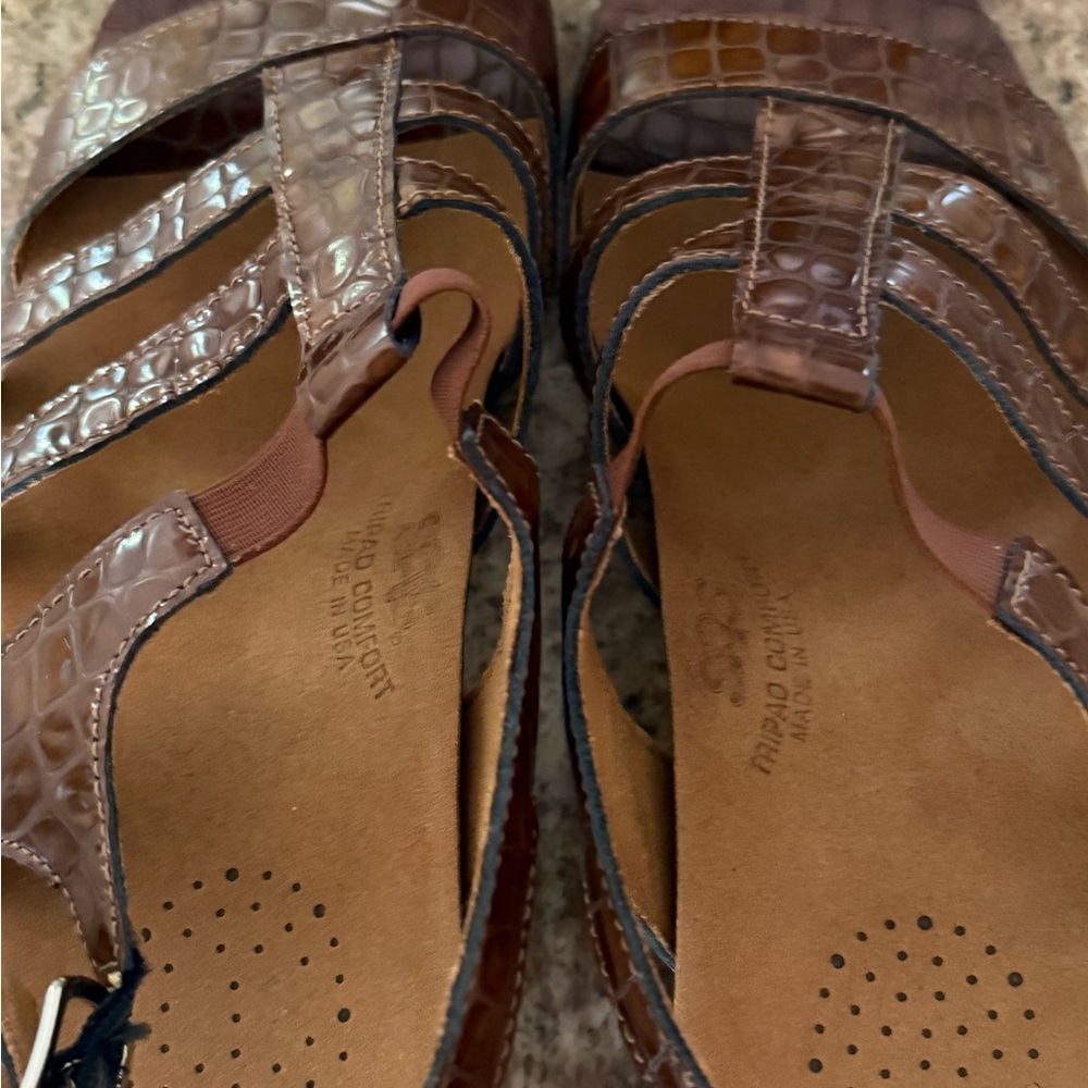 SAS Brown Croc-Embossed Leather Slingback Sandal Allegro 9W NIB USA MADE - Picture 8 of 11